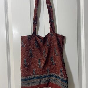 Sari Fabric Red Tote: Made in India